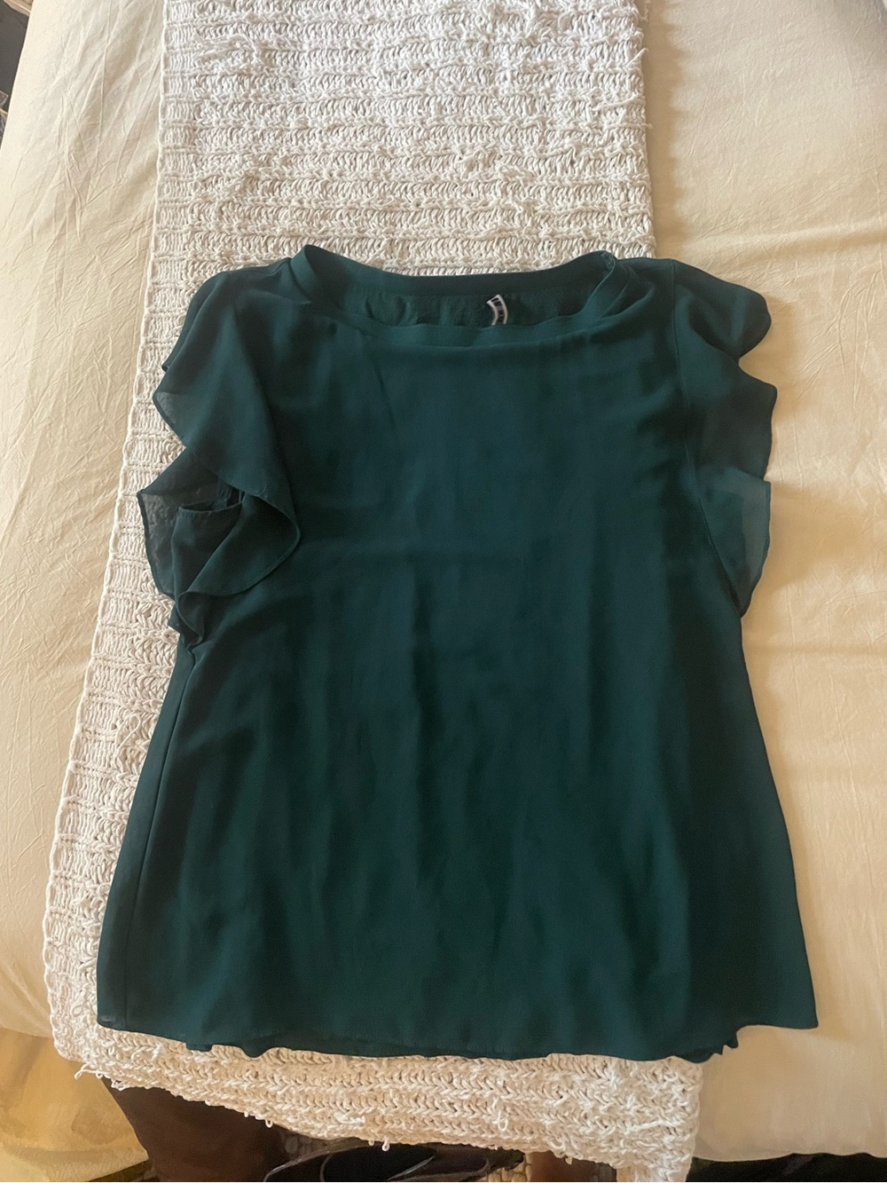 Zara Dark Teal Ruffle Sleeve Blouse